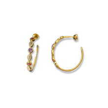 Load image into Gallery viewer, Gold Vermeil Amethyst &amp; Garnet Hoop Earrings
