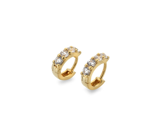 Gold Vermeil Clear Cubic Zirconia Huggie Earrings