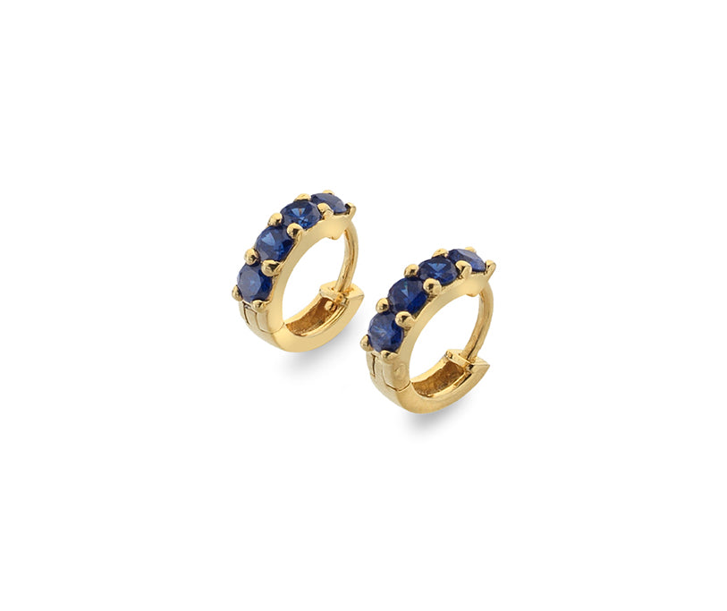 Gold Vermeil Sapphire Colour Cubic Zirconia Huggie Earrings