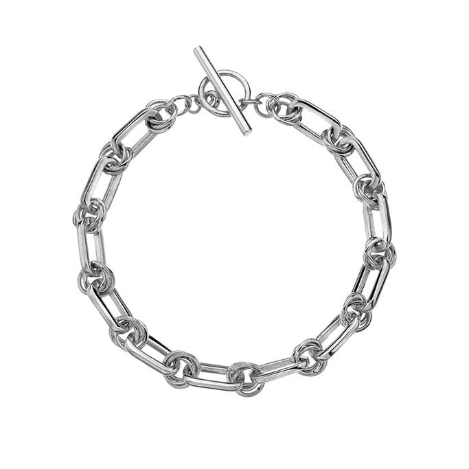 Sterling Silver Bracelet - Heritage Rectangle Link with T-Bar