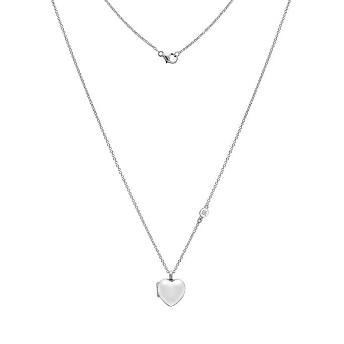 Sterling Silver Locket - Heart with Diamond Tag