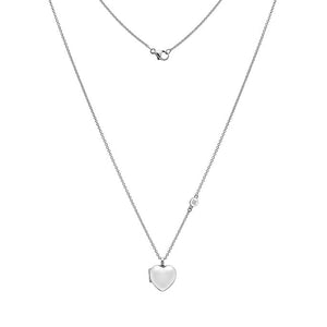 Sterling Silver Locket - Heart with Diamond Tag
