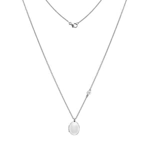 Sterling Silver Locket - Oval with Diamond Tag