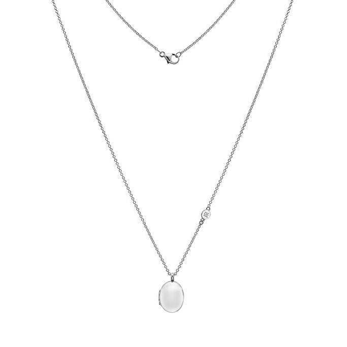 Sterling Silver Locket - Oval with Diamond Tag