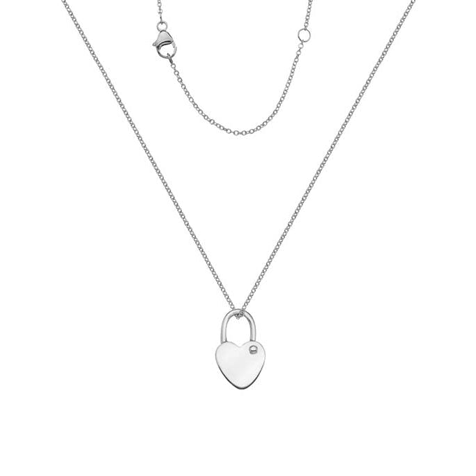 Sterling Silver Necklace - Small Heart Padlock