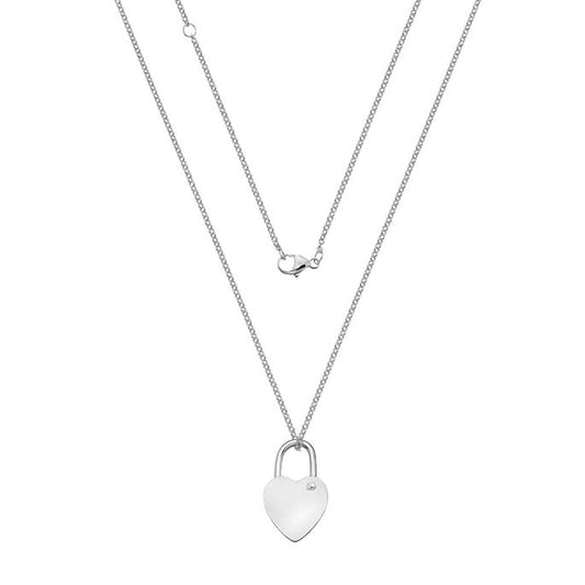 Sterling Silver Necklace - Large Heart Padlock