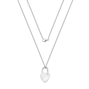 Sterling Silver Necklace - Large Heart Padlock