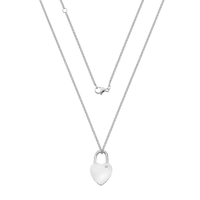 Sterling Silver Necklace - Large Heart Padlock