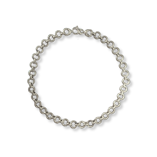 Sterling Silver Chunky Round Link Collar Necklace