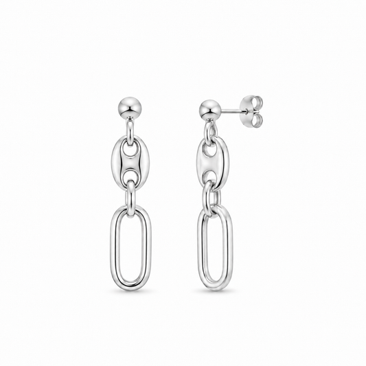 Sterling Silver Open Link Drop Earrings