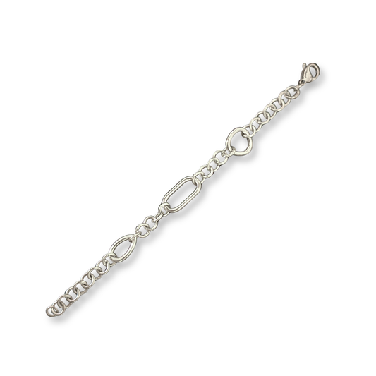 Sterling Silver Mixed Link Chain Bracelet
