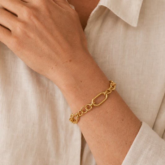 Gold Vermeil Mixed Link Chain Bracelet, view 2