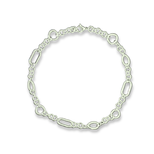 Sterling Silver Mixed Link Collar Necklace