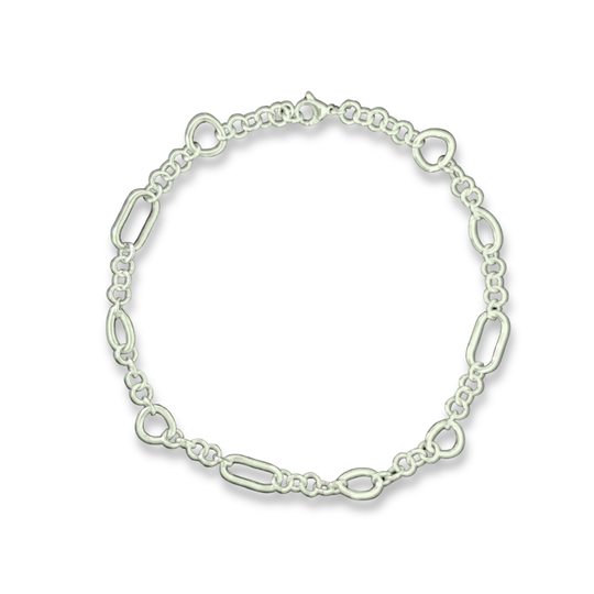 Sterling Silver Mixed Link Collar Necklace