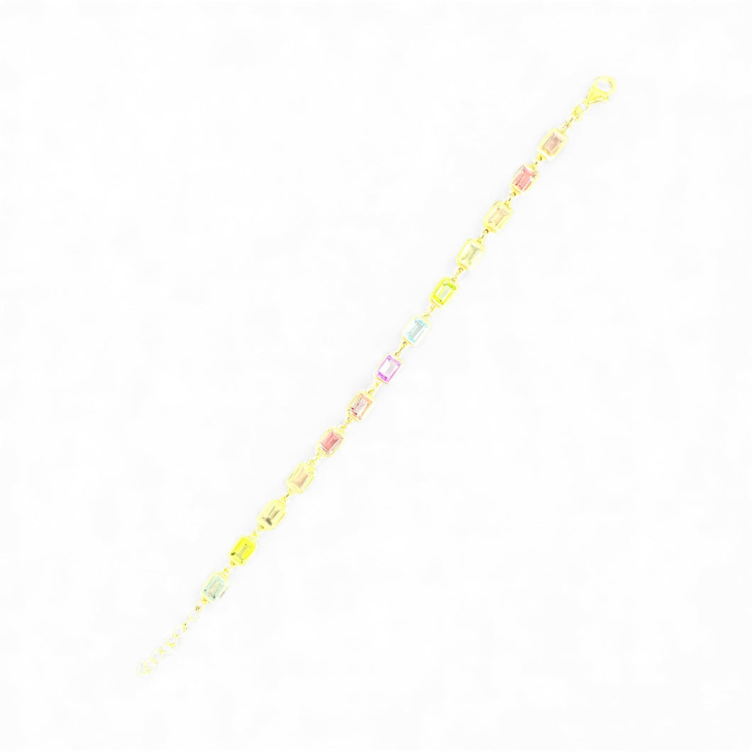 Gold Vermeil Emerald-Cut Multi-Stone Bracelet