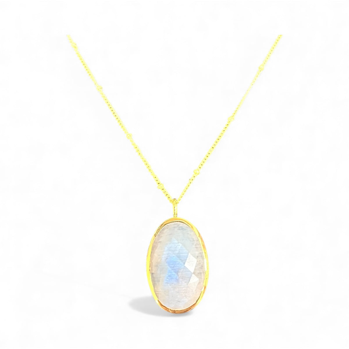 Gold Vermeil Oval Moonstone Pendant Necklace