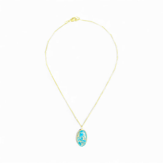 Gold Vermeil Oval Turquoise Pendant Necklace, view 2