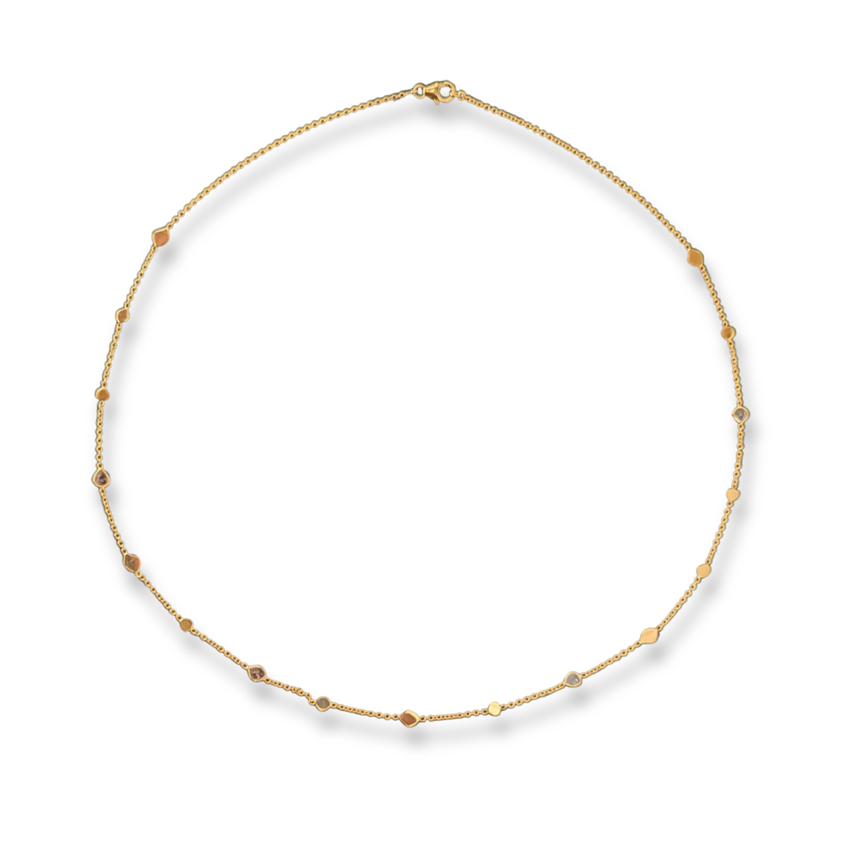 Long Gold Vermeil Polki Station Necklace, view 4