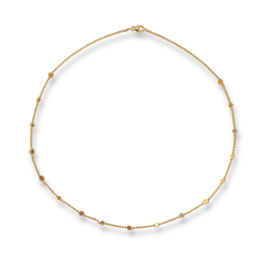 Long Gold Vermeil Polki Station Necklace, view 4