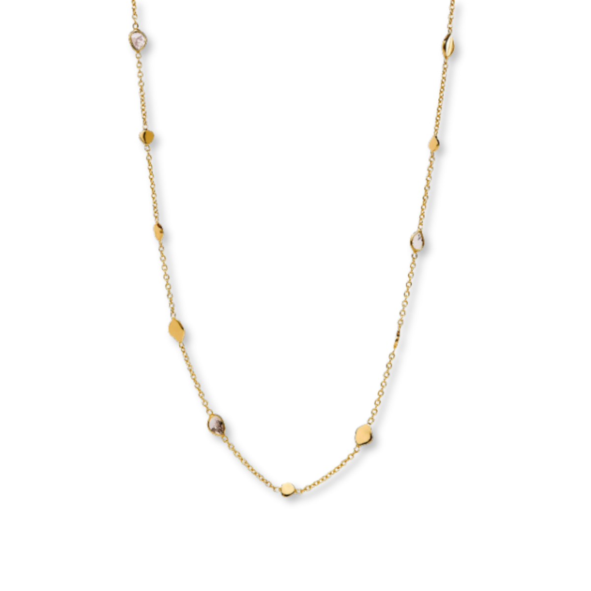 Long Gold Vermeil Polki Station Necklace