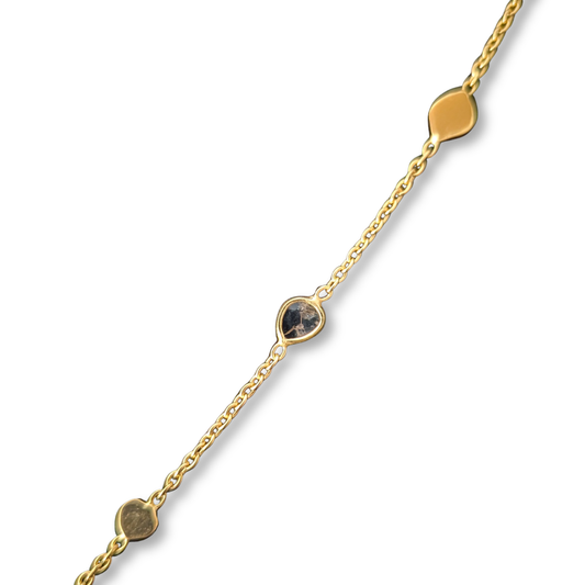 Long Gold Vermeil Polki Station Necklace, view 3
