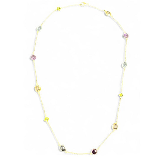 Gold Vermeil Multi Stone Long Necklace, view 2