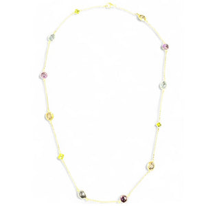 Gold Vermeil Multi Stone Long 60cm Necklace