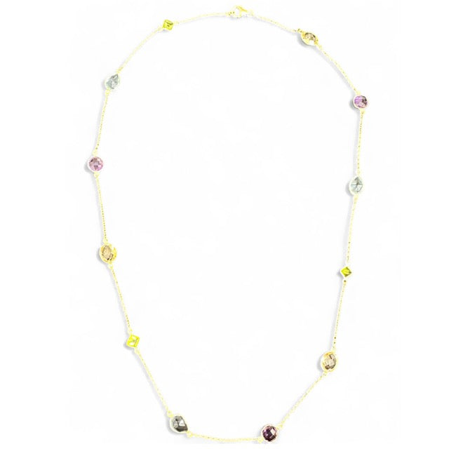 Gold Vermeil Multi Stone Long 60cm Necklace