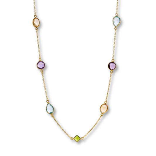 Gold Vermeil Multi Stone Long Necklace