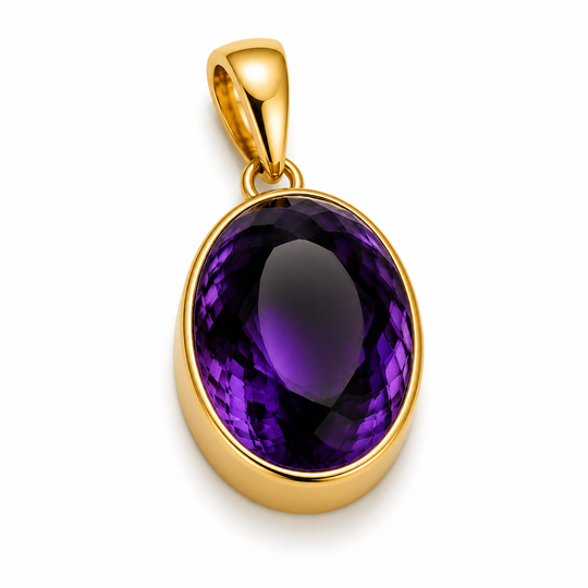 Gold Vermeil Indigo Synthetic Quartz Oval Pendant