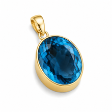 Load image into Gallery viewer, Gold Vermeil Ocean Blue Synthetic Quartz Oval Pendant
