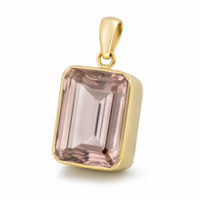 Load image into Gallery viewer, Gold Vermeil Blush Pink Synthetic Quartz Rectangular Pendant
