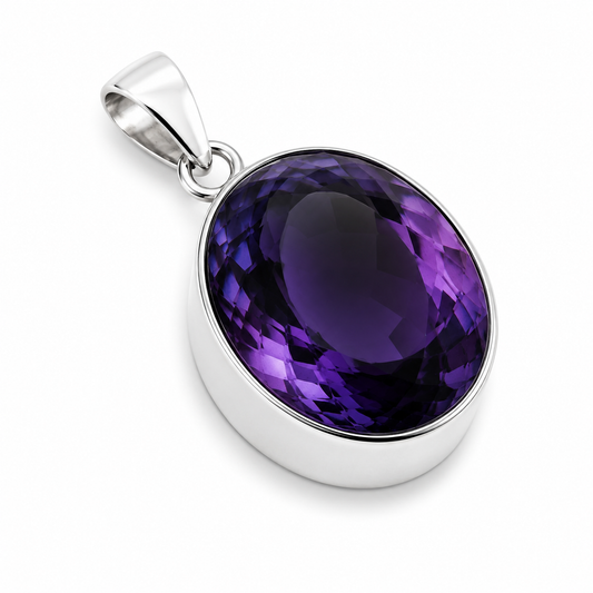 Sterling Silver Indigo Synthetic Quartz Large Oval Pendant