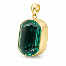 Load image into Gallery viewer, Gold Vermeil Large Jade Green Synthetic Quartz Stadium Pendant
