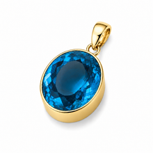 Load image into Gallery viewer, Gold Vermeil Sky Blue Synthetic Quartz Large Oval Pendant
