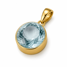 Load image into Gallery viewer, Gold Vermeil Aqua Blue Synthetic Quartz Pendant on Woven Rope Collar Necklace
