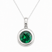 Load image into Gallery viewer, Sterling Silver Green Cubic Zirconia Bezel Pendant Necklace
