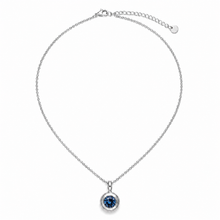 Load image into Gallery viewer, Sterling Silver Blue Cubic Zirconia Bezel Pendant Necklace
