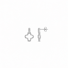 Load image into Gallery viewer, Sterling Silver Open Clover Earrings with Cubic Zirconia Detail
