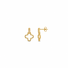 Load image into Gallery viewer, Gold Vermeil Open Clover Earrings with Cubic Zirconia Detail

