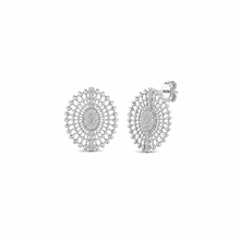Load image into Gallery viewer, Sterling Silver Cubic Zirconia Sunburst Disc Stud Earrings
