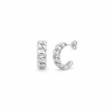 Load image into Gallery viewer, Sterling Silver Curb Link Hoop Earrings
