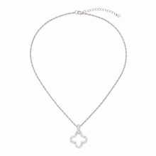 Load image into Gallery viewer, Sterling Silver Open Clover Pendant Necklace with Cubic Zirconia Bail

