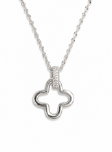 Load image into Gallery viewer, Sterling Silver Open Clover Pendant Necklace with Cubic Zirconia Bail
