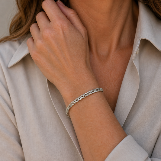 Sterling Silver Interwoven Chain Bracelet, view 3