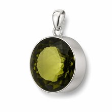 Load image into Gallery viewer, Sterling Silver Round Olive Synthetic Quartz Pendant
