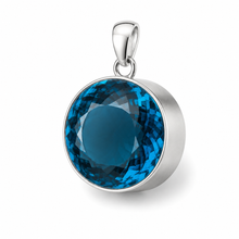 Load image into Gallery viewer, Sterling Silver Round Azure Synthetic Quartz Pendant

