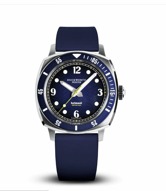 Belmont Dive Watch Blue Dial on Blue Rubber