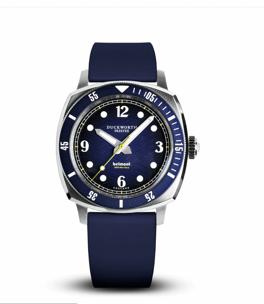 Belmont Dive Watch Blue Dial on Blue Rubber