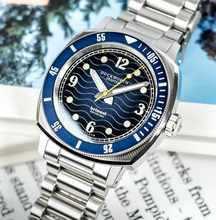 Load image into Gallery viewer, Belmont Dive Watch Blue Dial on Steel Bracelet
